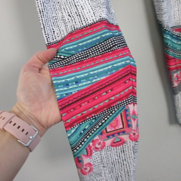 Onzie Leggings Women S/M Black White Patterned Mid Rise Activewear Yoga 206 - Picture 6 of 12